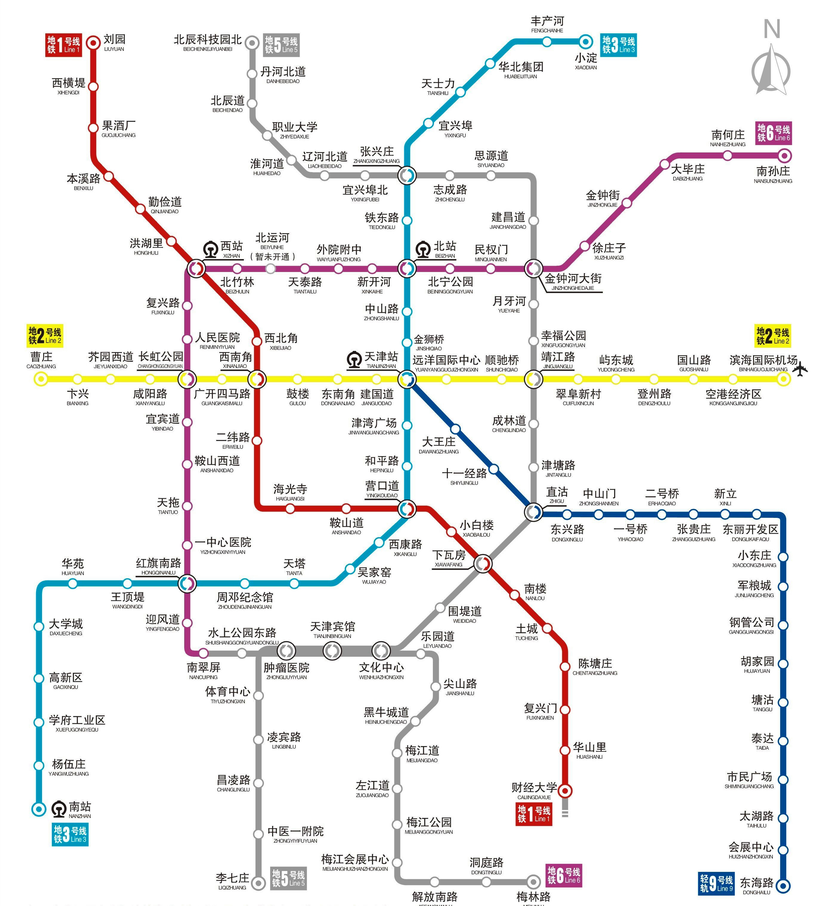 天津地铁线路图.