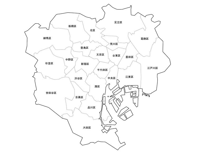 千代田区,中央区,港区,新宿区,文京区,台东区,墨田区,江东区,品川区