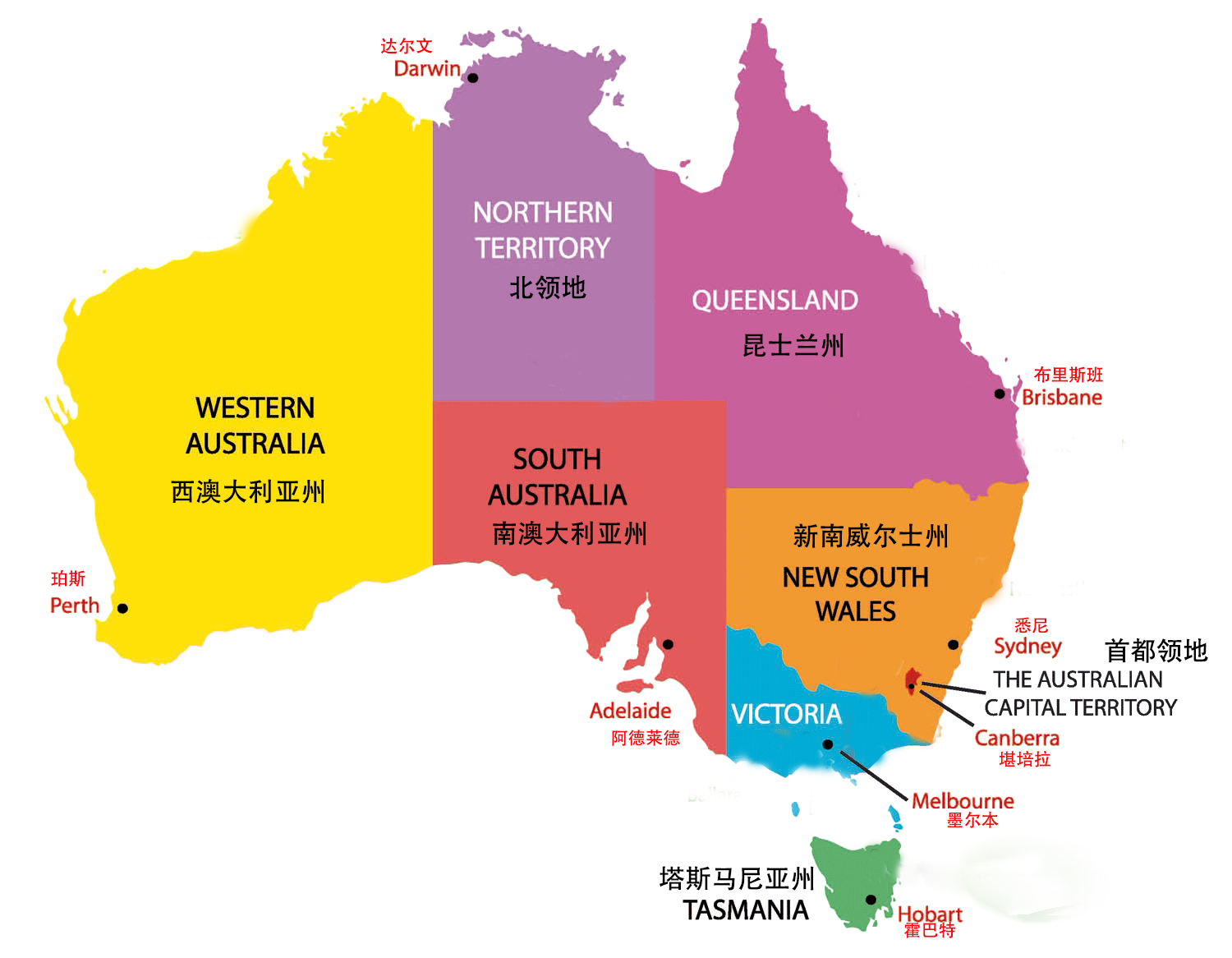               :澳大利亚区域分布
