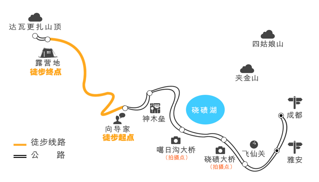 达瓦更扎轻户外2日游(6人私人小包团 高山帐篷 营地早餐 赠特色土火锅