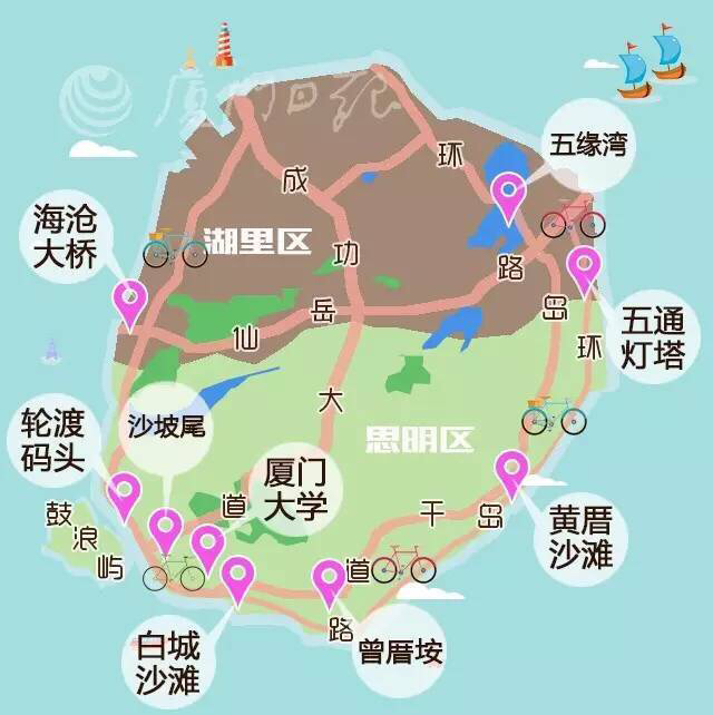 厦门环岛路上骑行,会经过哪些景点?