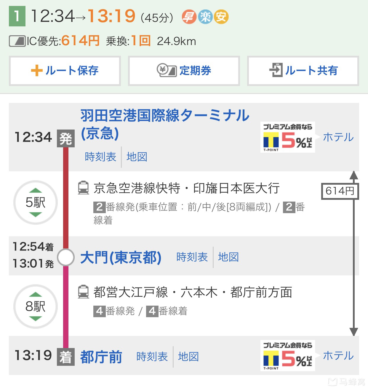 2017-07-16 方案1:  利用京急电车到大门站,再换都营大江户线到都厅前